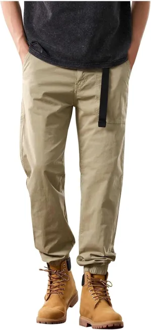 Cargo Pants for Men Stretch Slim Fit String 4X Sweatpants for Men Big and Tall Joggers for Men Slim Chinos Pants Men Relaxed Fit Hiking Cotton and Linen Streetwear Elastic Waist