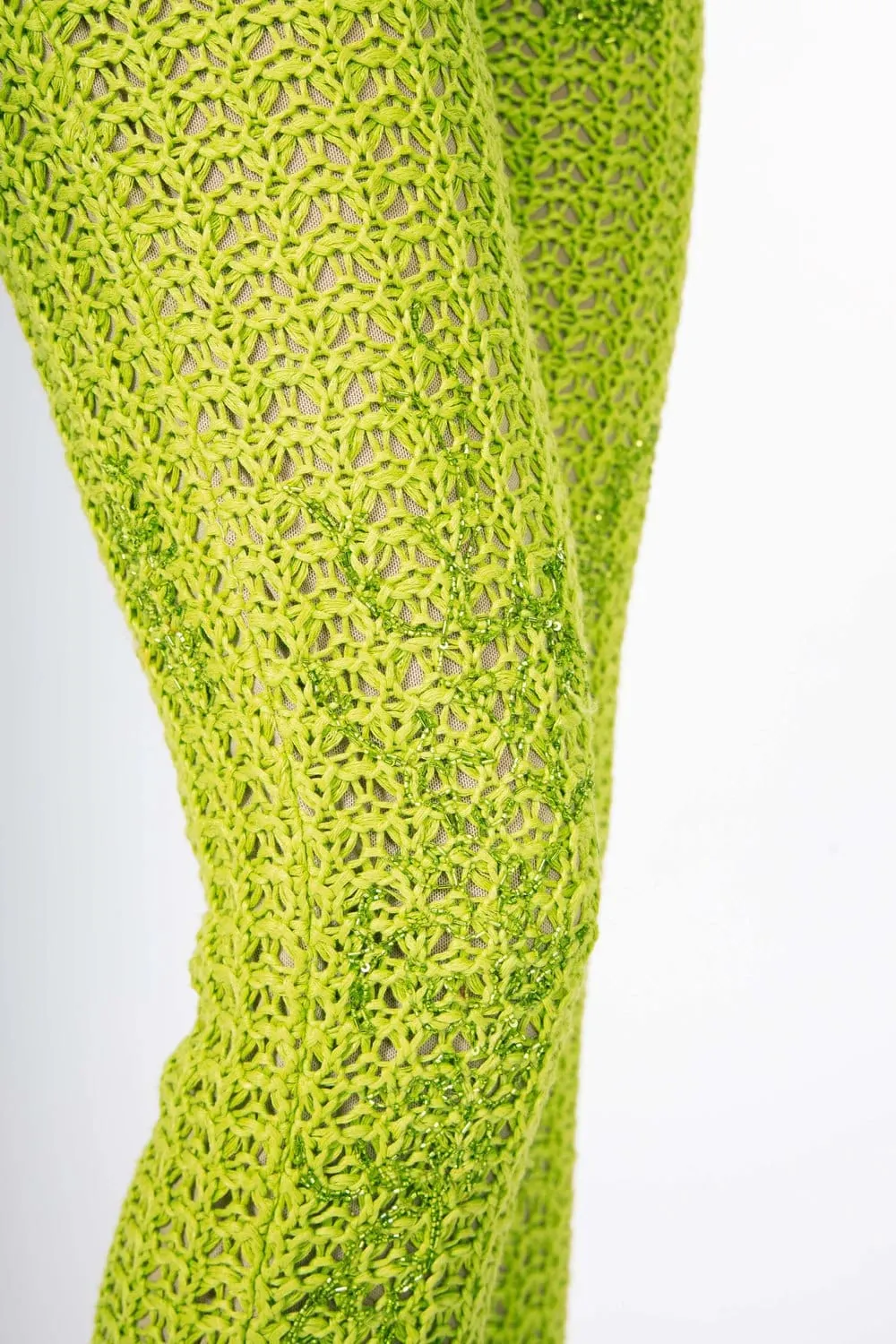 CHARTREUSE KNITTED LINEN TROUSERS