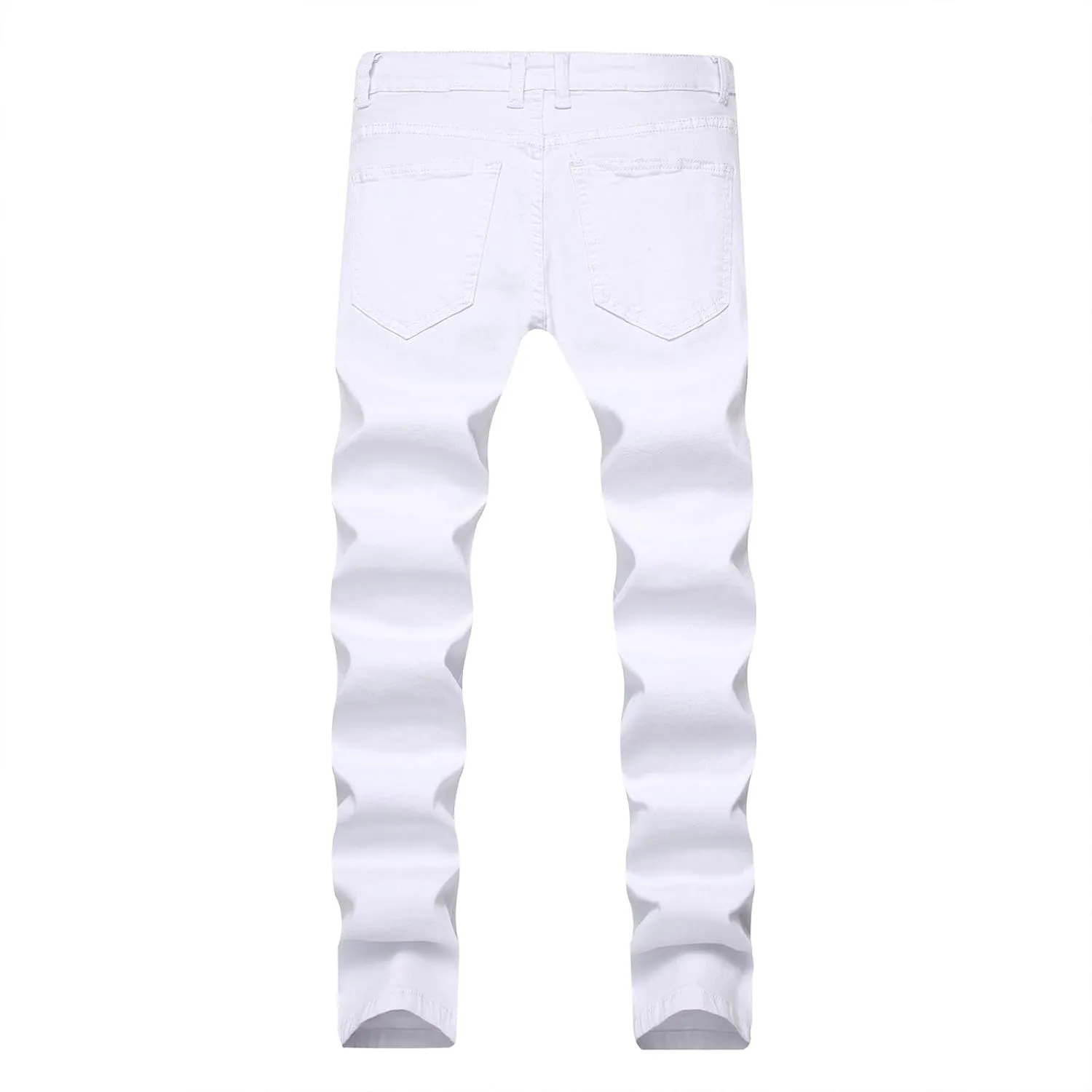 Jeans for Men 2023 Straight Stretch Cotton Denim Pants Casual Stylish Buckle Zipper Distressed Stretchy Trousers