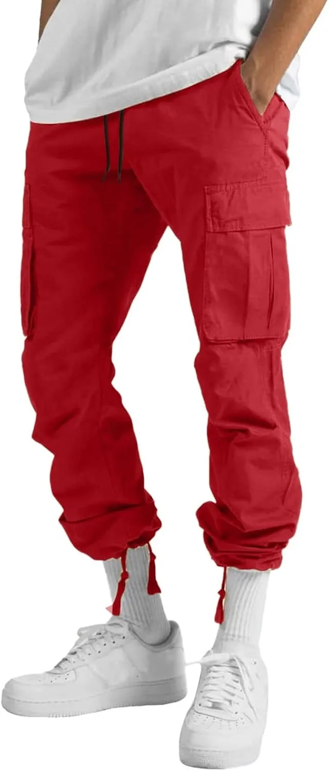 sdbrld Cargo Pants For Men Mens Trendy Relaxed Fit Beach Pants Streetwear Baggy Trousers Cargo Pants with Zipper Pockets