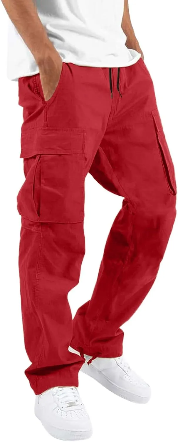 sdbrld Cargo Pants For Men Mens Trendy Relaxed Fit Beach Pants Streetwear Baggy Trousers Cargo Pants with Zipper Pockets