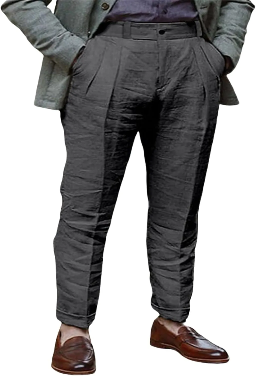 Thatrich Linen Beach Pants Men Casual Straight Leg Sports Yoga Pant Relaxed Fit Breathable Daily Wear Trousers Comfy Slacks