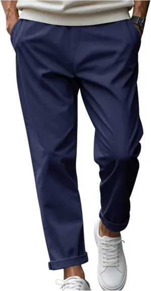 Thatrich Mens Stretch Pants Relaxed Fit Basic Suit Pant Quick Dry Business Casual Trousers Lightweight Sweatpant Comfy Slacks