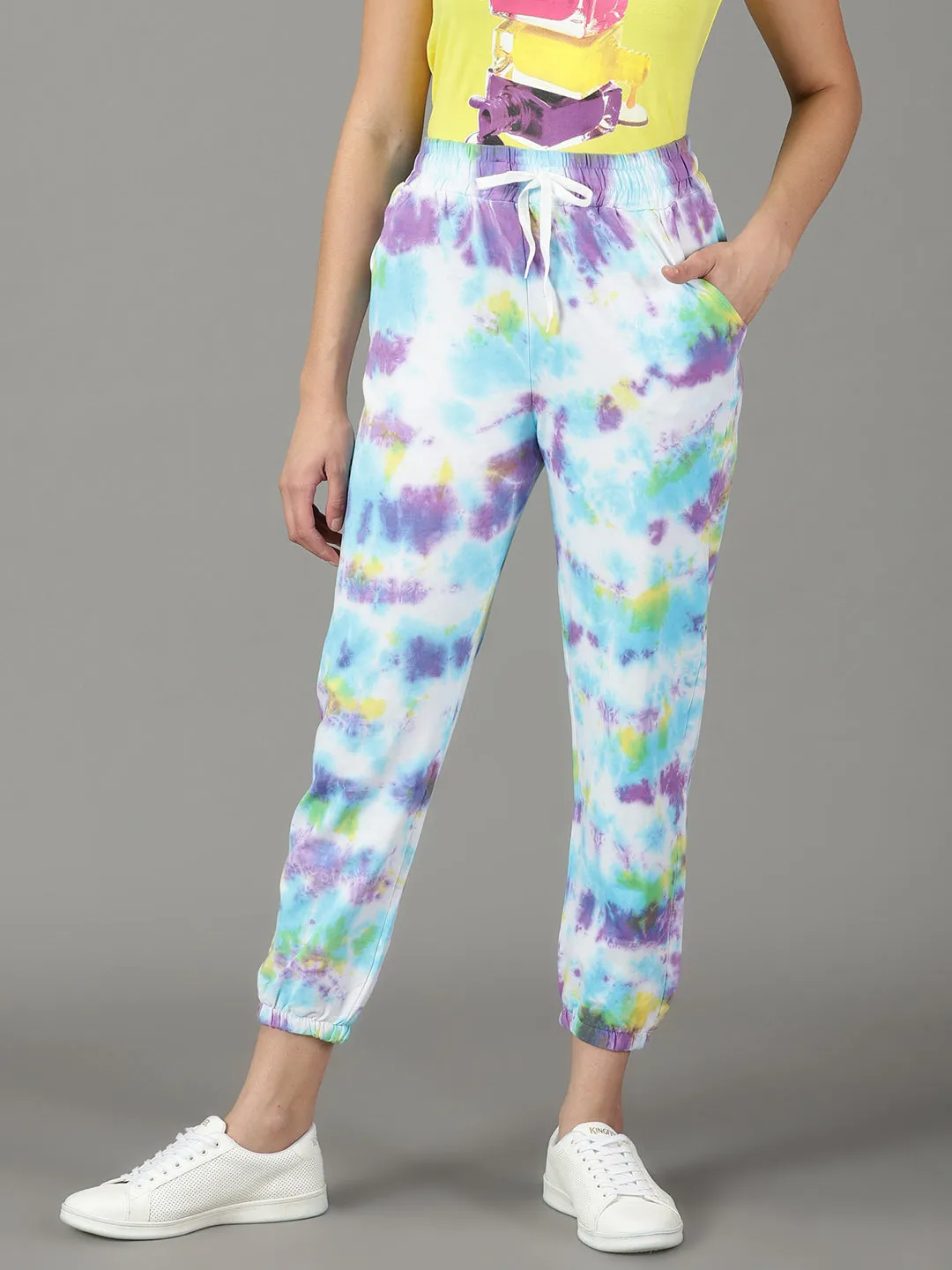 Women Multi Tie-Dyed Cotton Joggers
