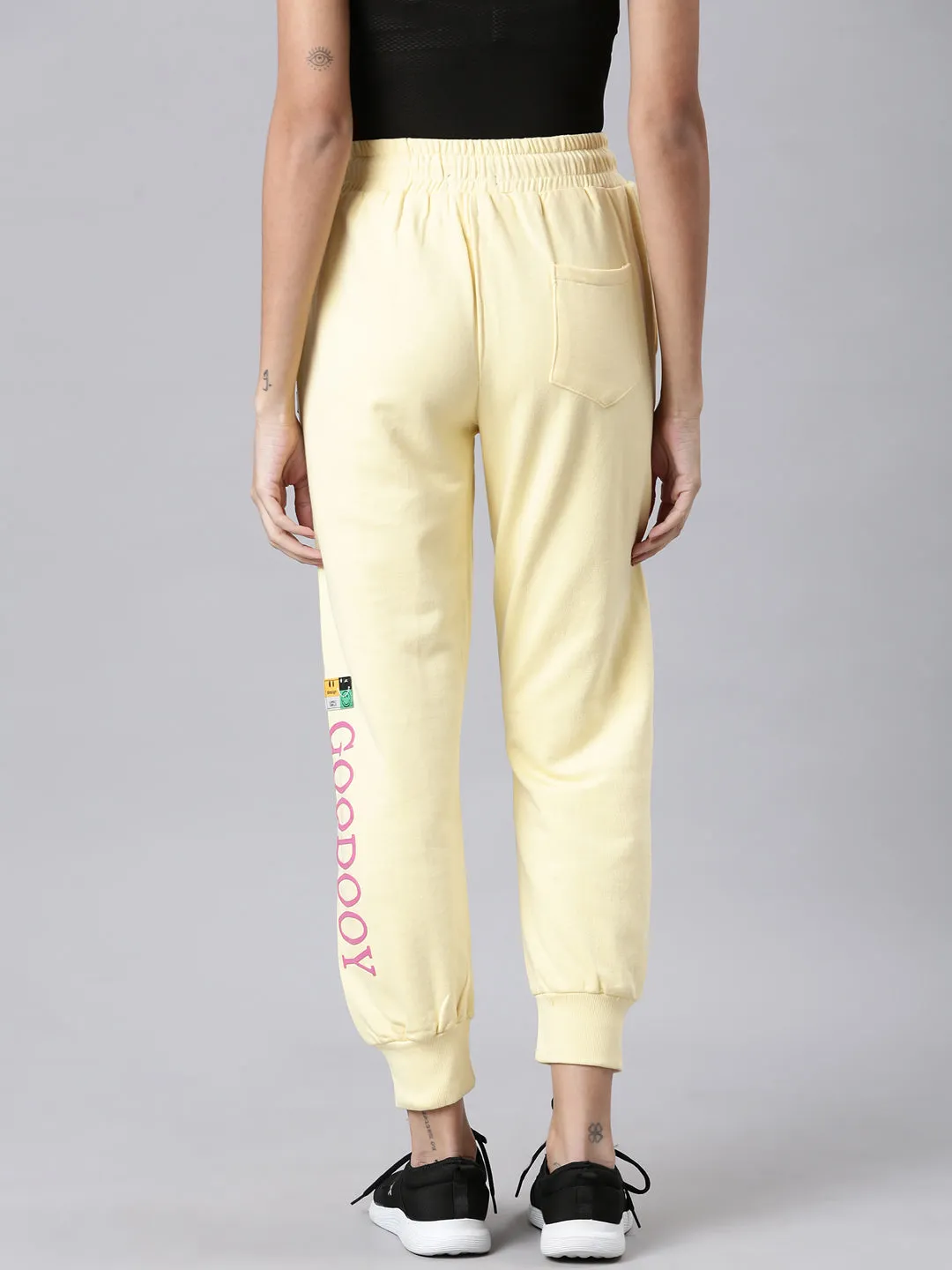 Women Yellow Camouflage Printed Mid-Rise Track Pant