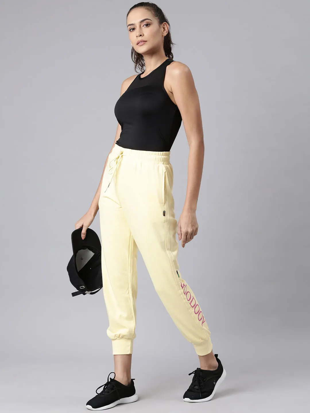 Women Yellow Camouflage Printed Mid-Rise Track Pant