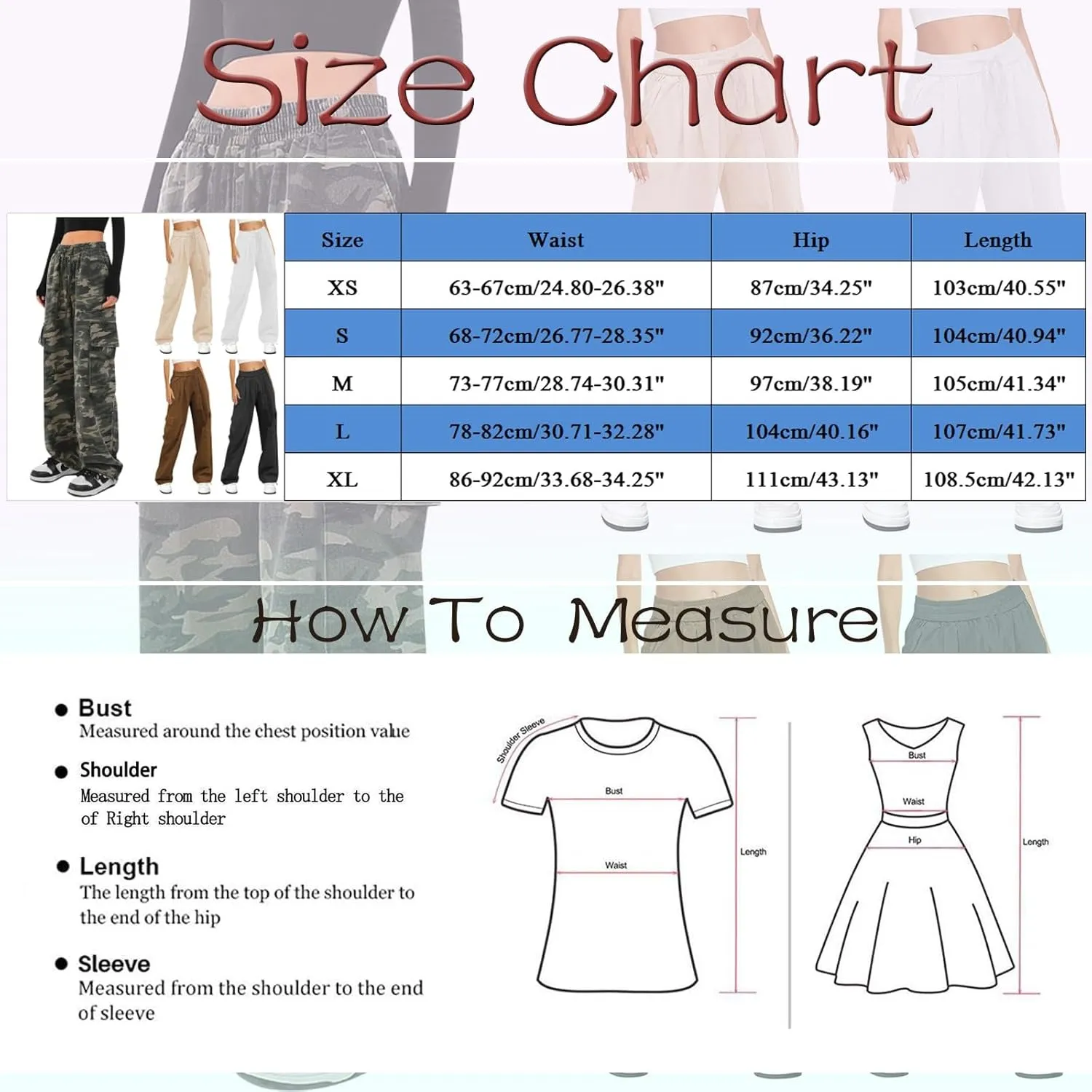 Womens Casual High Waisted Relaxe Fit Travel Wide Leg Parachute Pants with Pockets Trendy Trousers