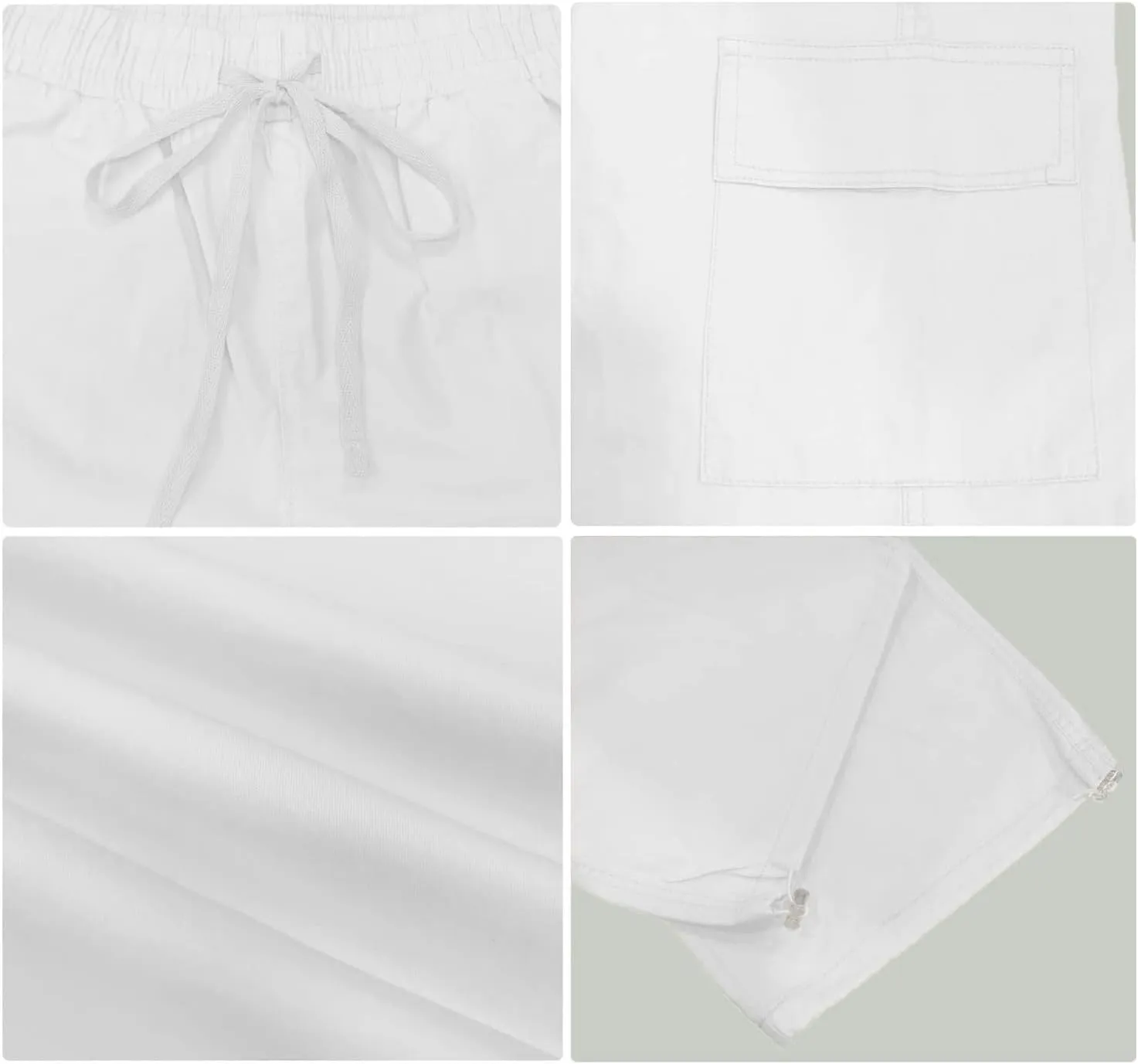 Womens Casual High Waisted Relaxe Fit Travel Wide Leg Parachute Pants with Pockets Trendy Trousers